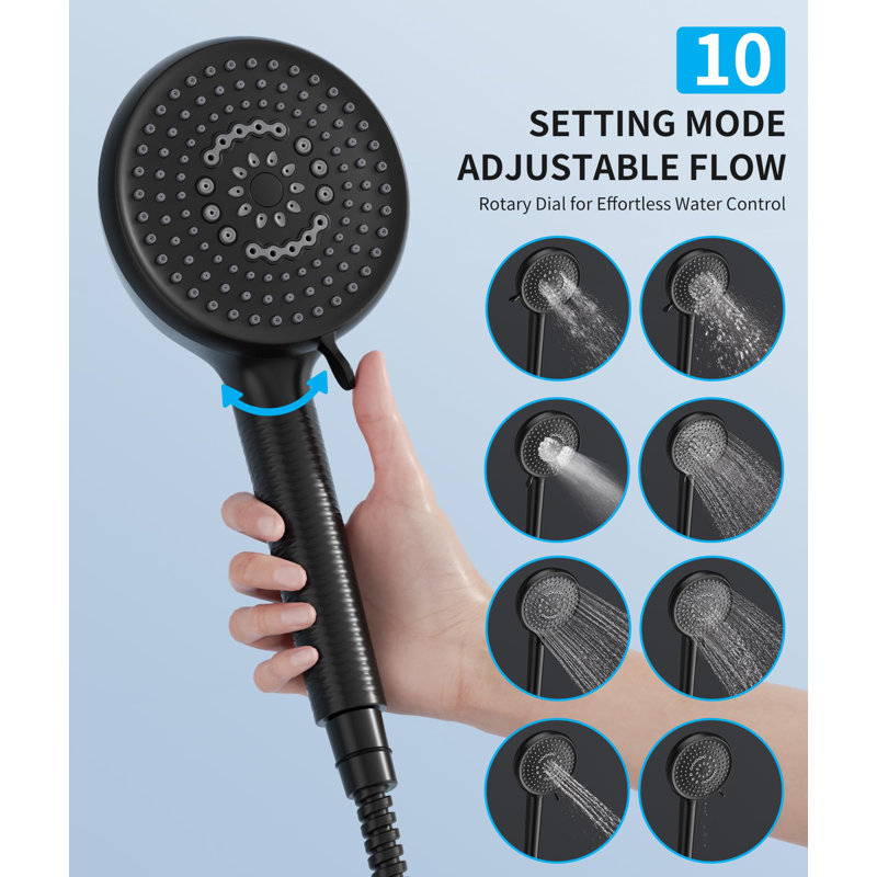 Filtered Shower Head With Handheld, 10 Spray Mode High Pressure Shower Head With Filters, Matte Black