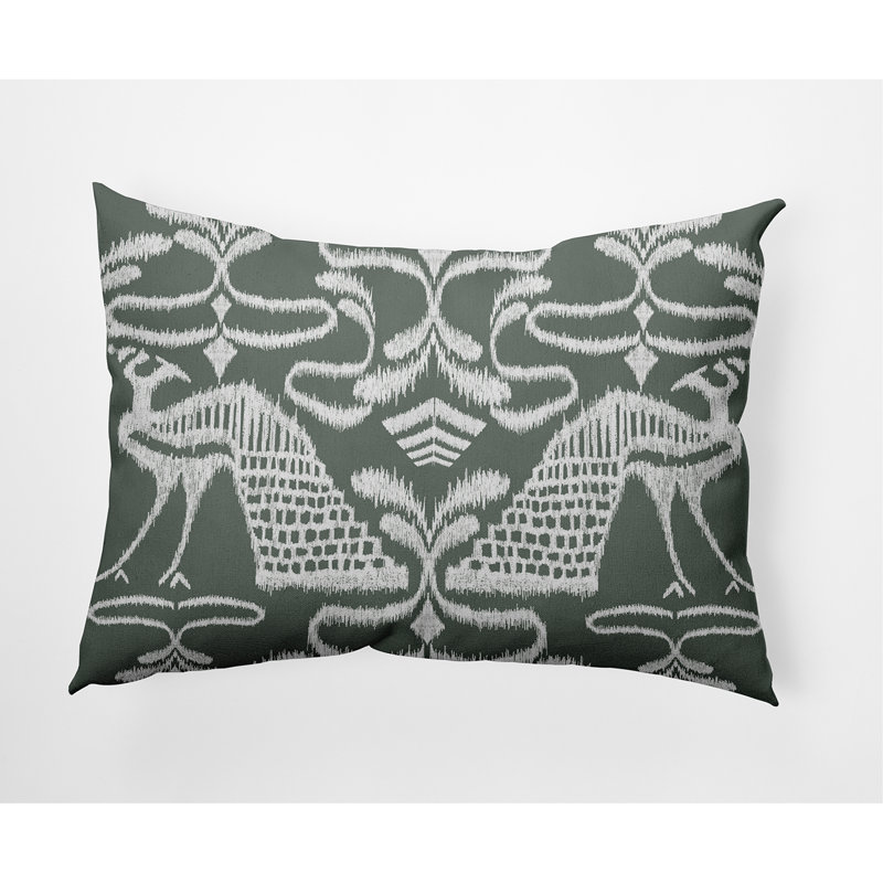 Crown Ikat Outdoor Reversible Throw Pillow, Gray
