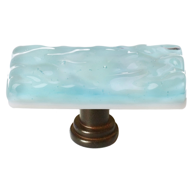 Skinny Glacier 2" Length Rectangle Knob, Oil Rubbed Bronze, Light Aqua