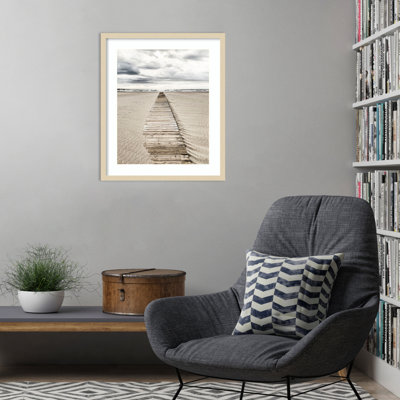 Sandy Beach Boardwalk by Incado Wood Framed Wall Art Print