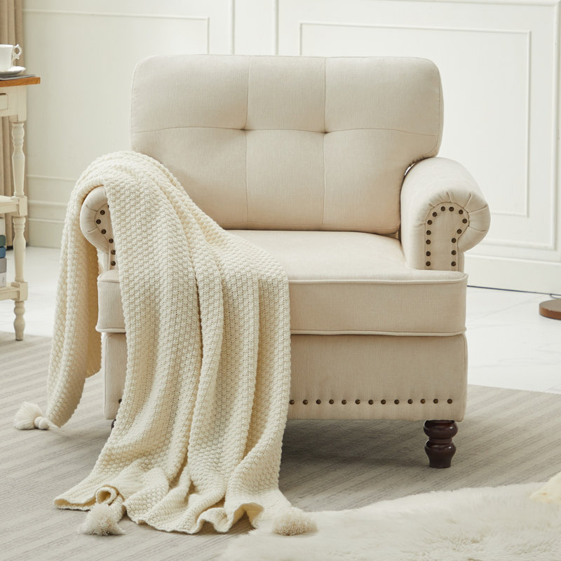 Fauteuil d'appoint 33 po, Chenille beige