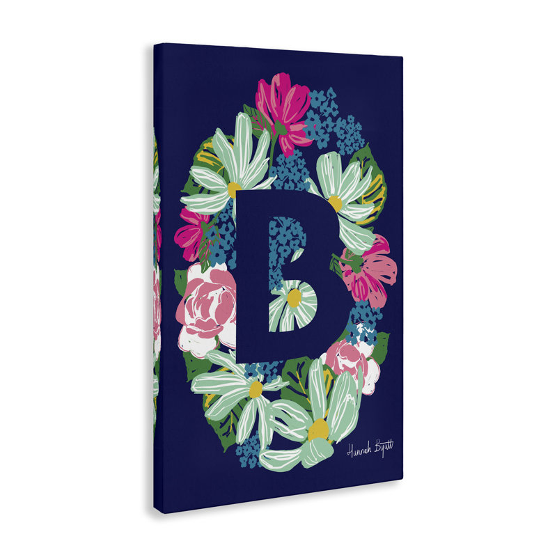 Art floral sur toile Floral Bloom Lettre B par Hannah Louise Byatt, H 24 po x l 16 po
