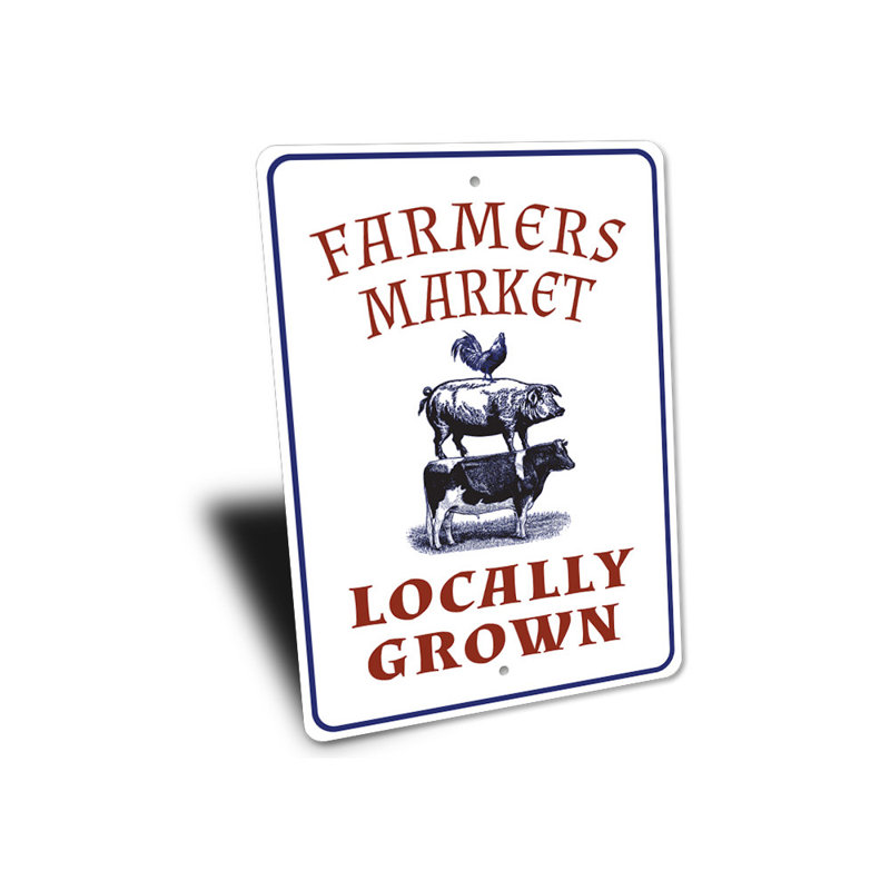Locally Grown Farmer's Market Aluminum Sign, 14" H x 10" W x 0.04" D