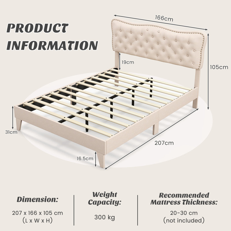 Upholstered Bed, European King (160 X 200 cm)