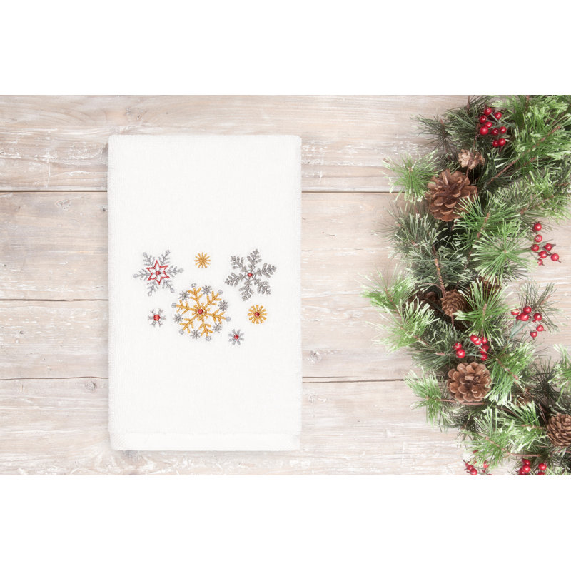 Christmas Midweight Hand Towel, White