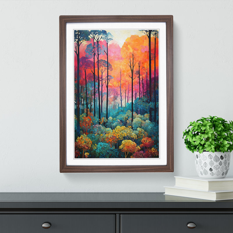 Single Picture Frame Print on Wood, 64cm H x 46cm W, Walnut Framed