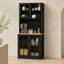 Armoire de rangement autoportante avec huche, porte vitrée et sangle anti-basculement