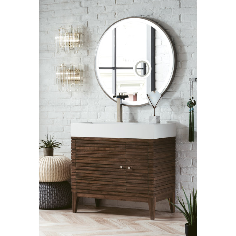 Mosley 36'' W Single Bathroom Vanity Base, Mid Century Walnut