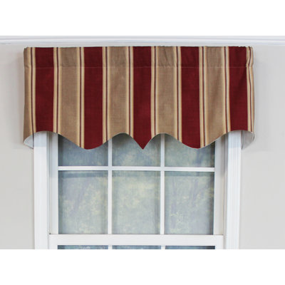 Cotton Blend Striped Scalloped Window Valance