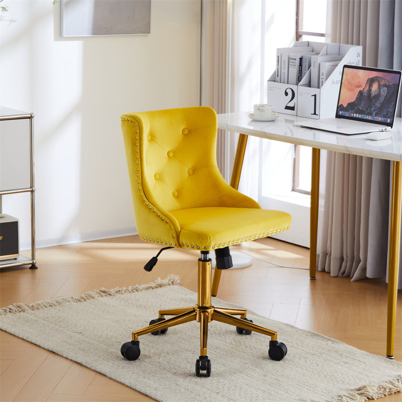 Matthias Task Chair Office Chairs Makeup chair, Gold, Yellow
