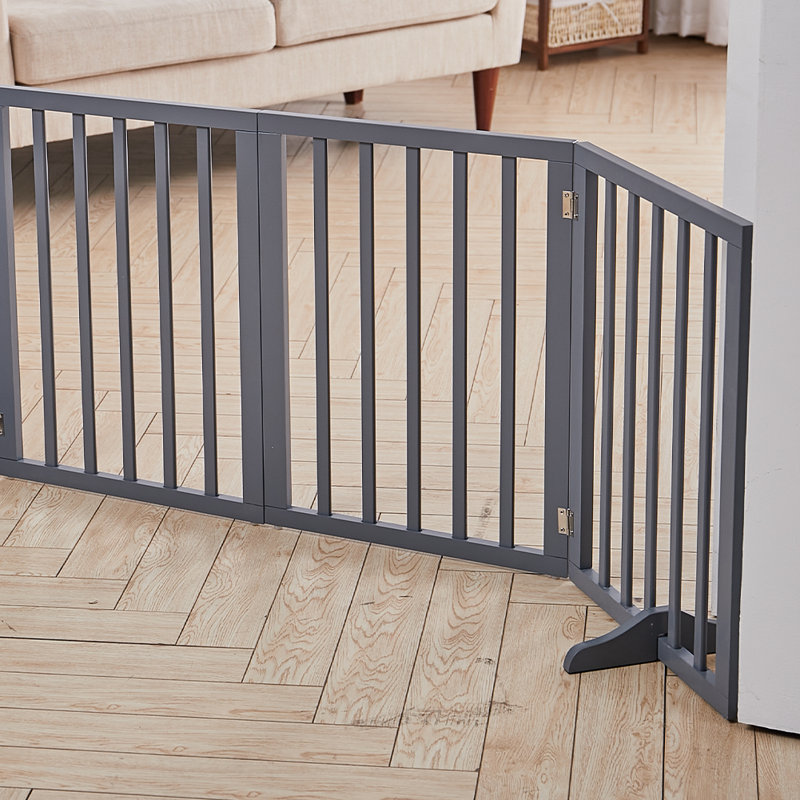 Liz Z-Shape Pet Gate Foldable and Free Standing Dog Fence, Grey