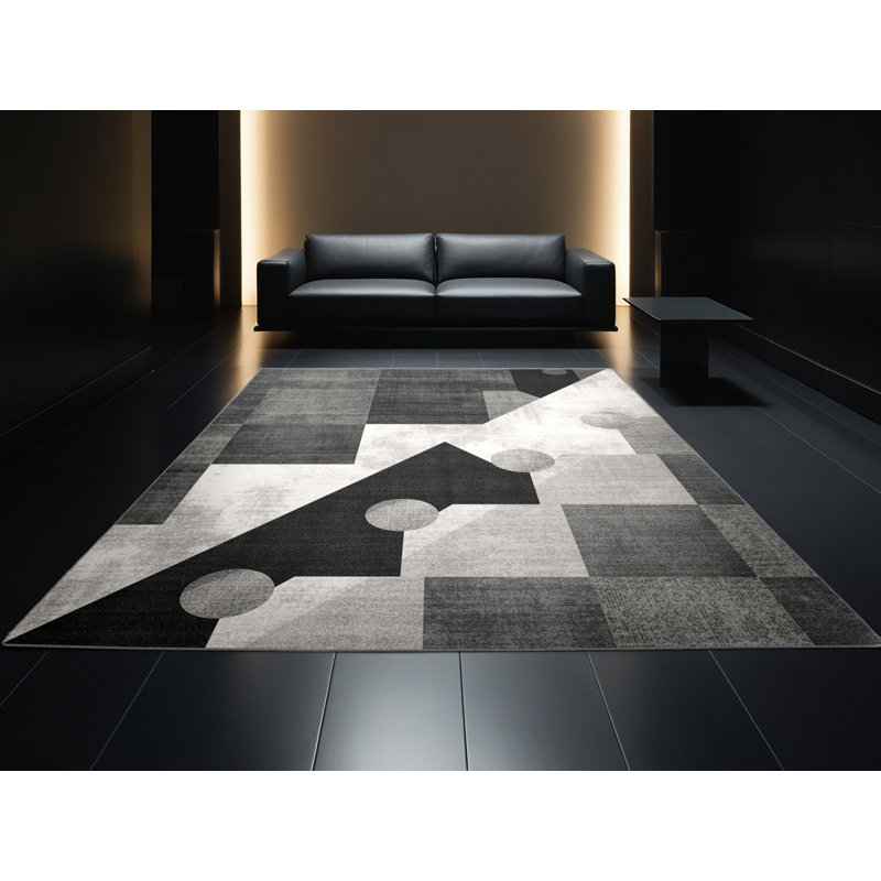 Tapis gris moderne et contemporain lavable à la machine Bensonhurst, 6 X 9