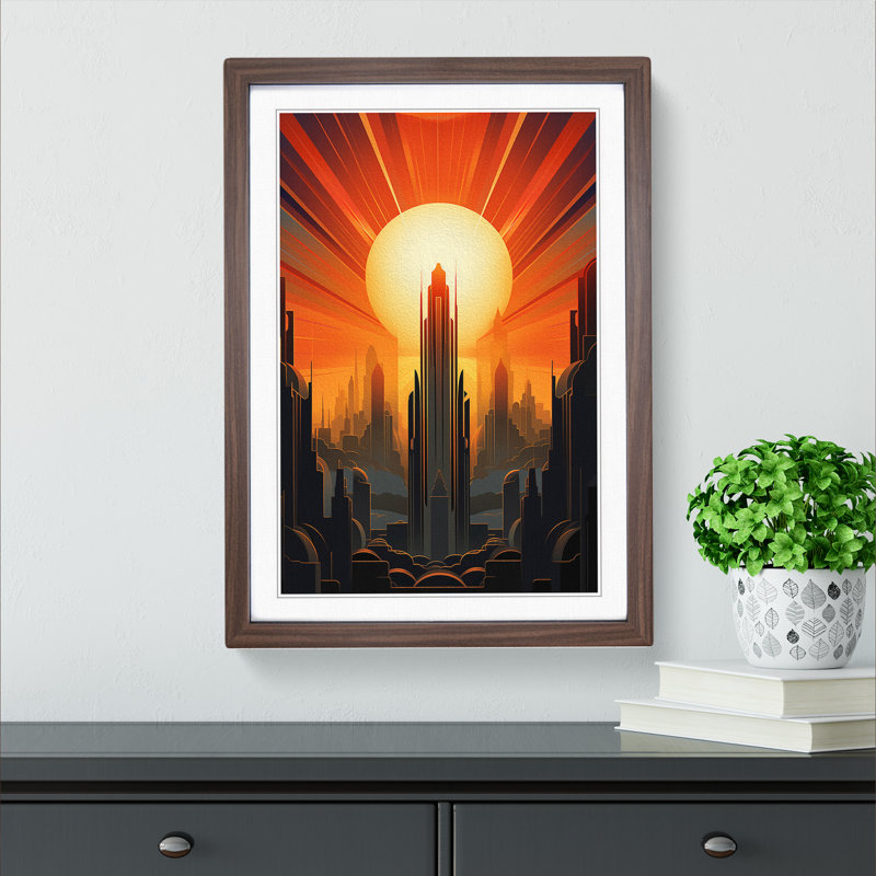 Single Picture Frame Print on Wood, 46cm H x 34cm W, Walnut Framed