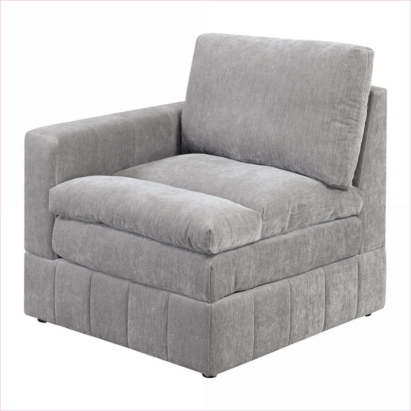 Canapé modulaire contemporain à un accoudoir modulaire Morgan Suede gris anthracite LAF / RAF | Gris | Tissu