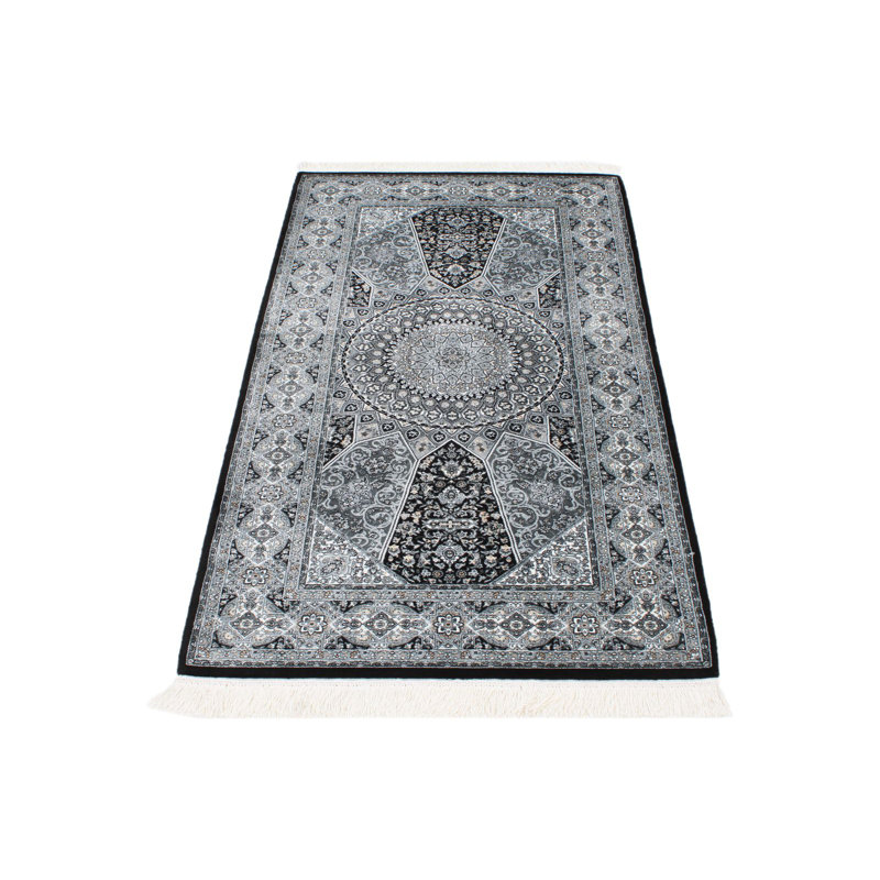 Tapis turc noir et ivoire 3x5