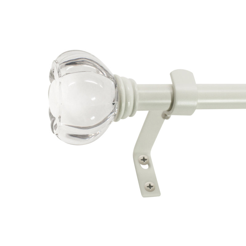 Tringle à rideaux simple réglable en métal Lakewood Crown, Blanc, 48 po à l 86 po