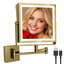  Miroir de maquillage mural rechargeable avec lumières, miroir de coiffeuse grossissant 1X / 10X à double face avec lumière 3 couleurs, écran tactile à intensité variable, bras rotatif à extension à 360 ° (laiton antique)-686560280