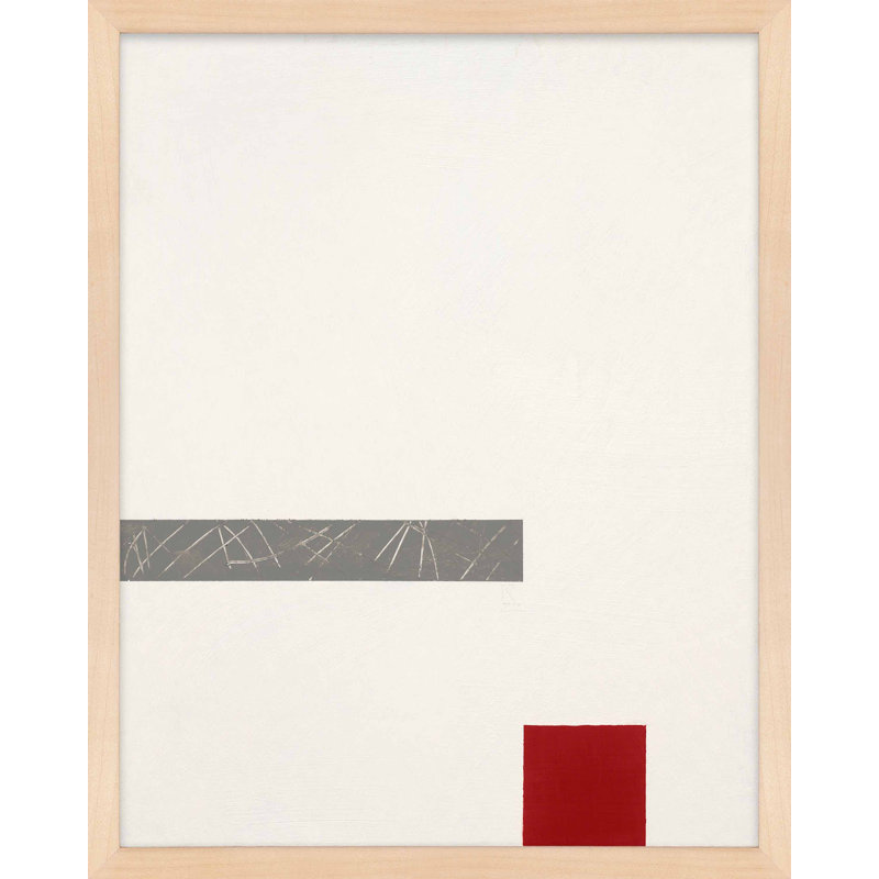 " Tempo With Red 3 " by Robert Kamnatnik, Maple Framed Paper, 38" H x 30" W x 1.25" D