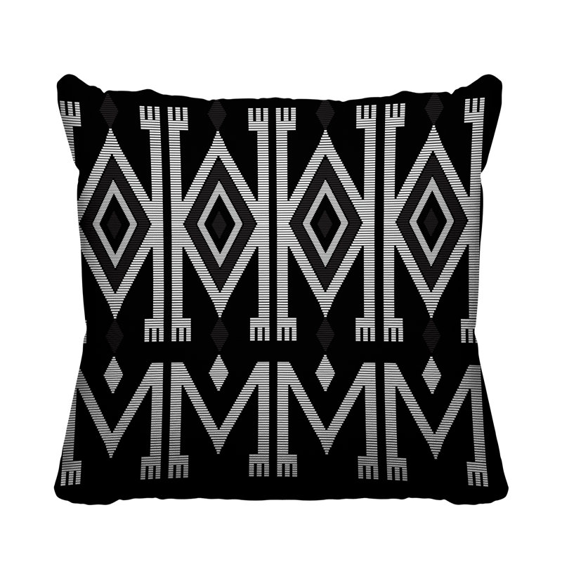 Akin Abstract Outdoor Reversible Throw Pillow, 19H" x 19W", Black