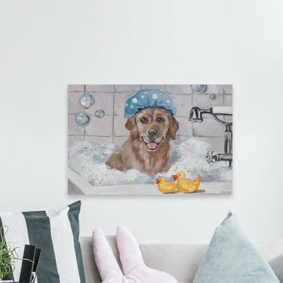 Enjoying The Bath - Wrapped Canvas Painting