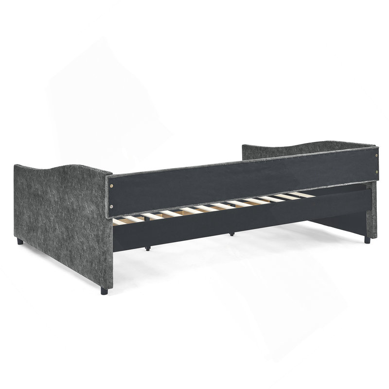Daybed With Trundle Upholstered Tufted Sofa Bed, Gray, Queen