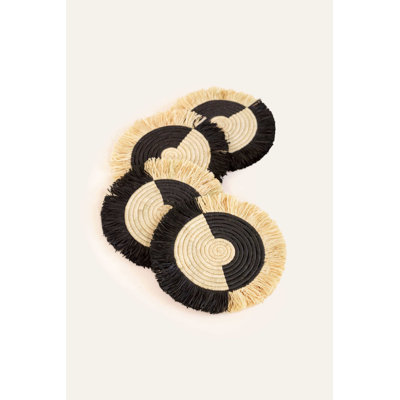 Two Tone Split Fringe Coasters - Set of 4