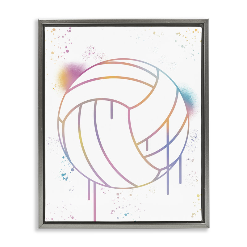 Cadre flottant Graffiti Volleyball, design par Marcus Prime, Cadre flottant gris lustré, H 31 po x l 25 po