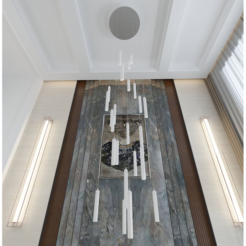 Rainfall 25 - Light Pendant, 120" H x 26" W x 26" D, Gray, Black