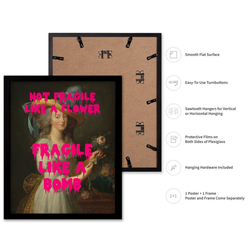 «Fragile Like A Bomb No2», H 24 po x l 32 po, Poster, Cadre noir