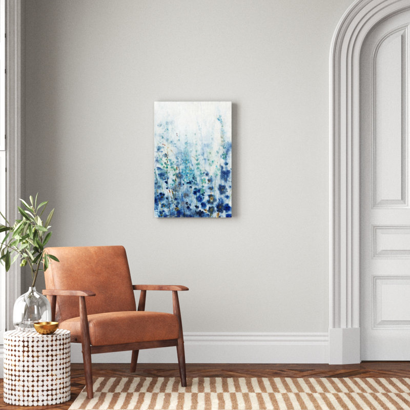 Misty Blooms I - Painting, 76cm H x 51cm W, Black Floater Framed Canvas