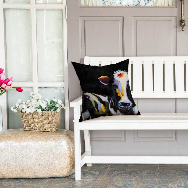 Two funny cows - 18"x18" Outdoors Throw pillow - Spun poly - Print on demand