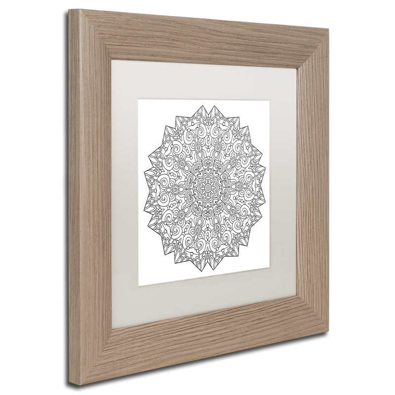 «Calming Mandala», impression sur toile encadrée, H 11 po x l 11 po x P 0,75 po, Blanc, Cadre noir
