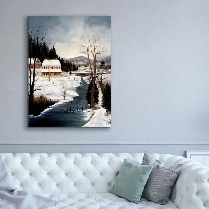  «Ice Fishing» par JL Munro, art mural sur toile, 40 po x 54 po, H 54 po x l 40 po