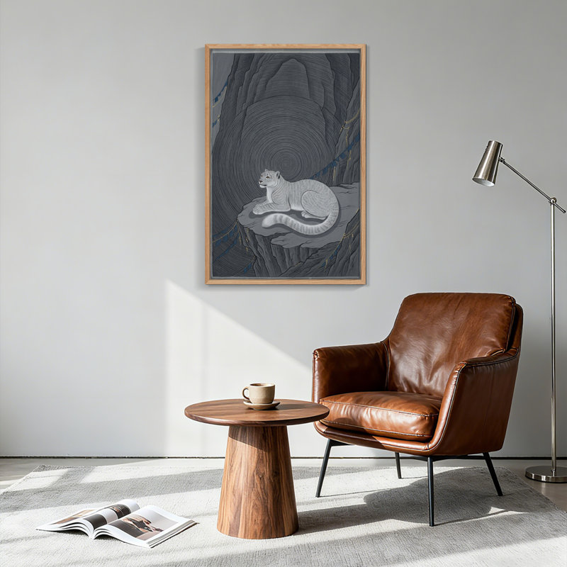 Ensemble de 1 tableau sur toile Léopard des neiges, 48"H x 32"W, Natural