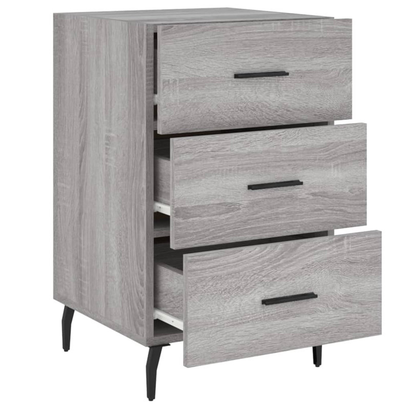 Mehrudin 40 cm W Iron Bedside Table, Grey Sonoma