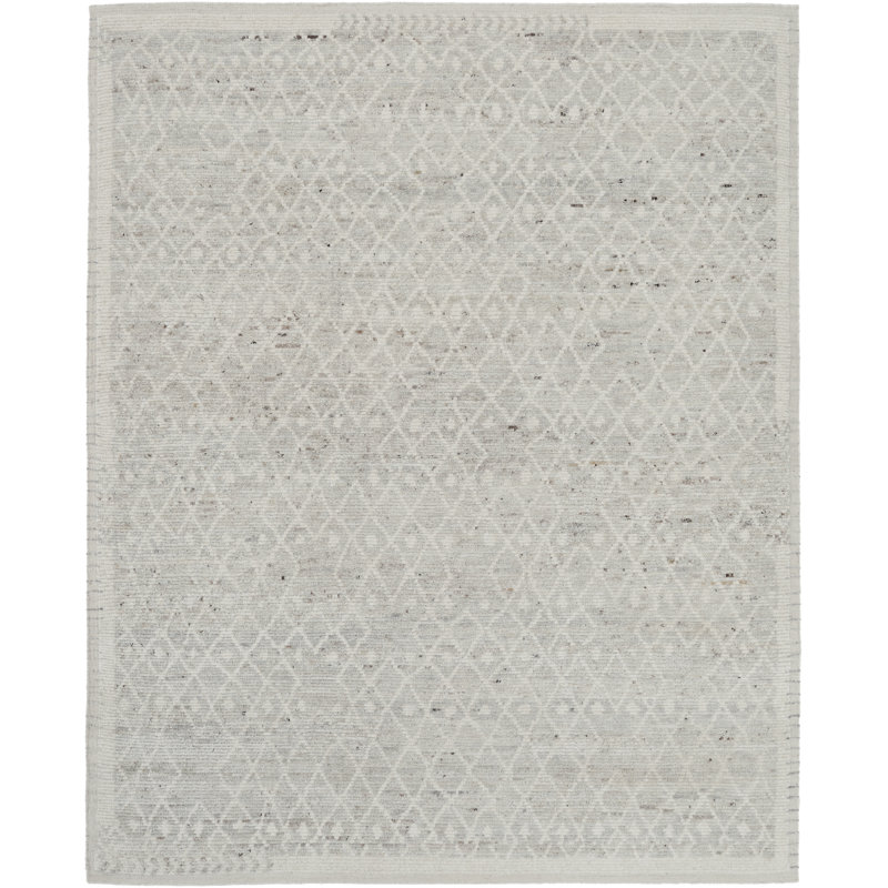 Prato Rectangle Handmade Wool Area Rug in Silver, Rectangle 6' x 9'