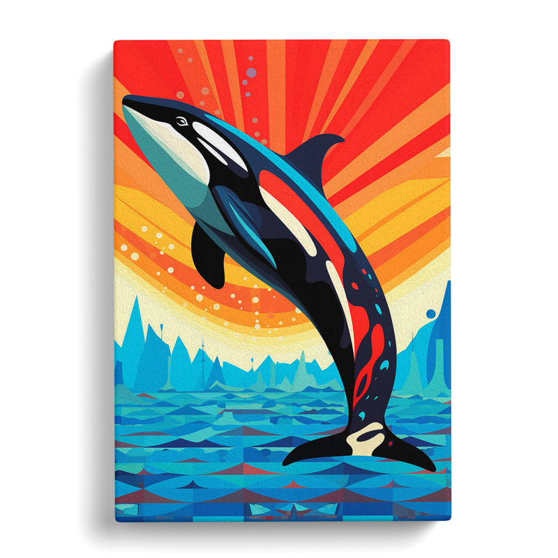 Orca Whale Op Art - Wrapped Canvas, 50cm H x 35cm W x 3cm D
