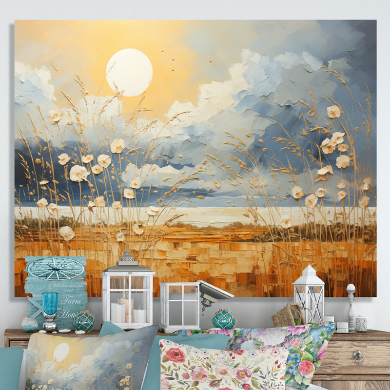 Nuage prairies collages IV - paysages, impressions sur toile, H 24 po x l 32 po x P 1 po, Toile tendue