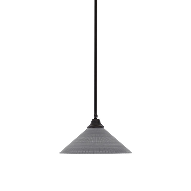 Edge Stem Hung Pendant Shown With 16" Gray Matrix Glass, Gray Matrix, Espresso