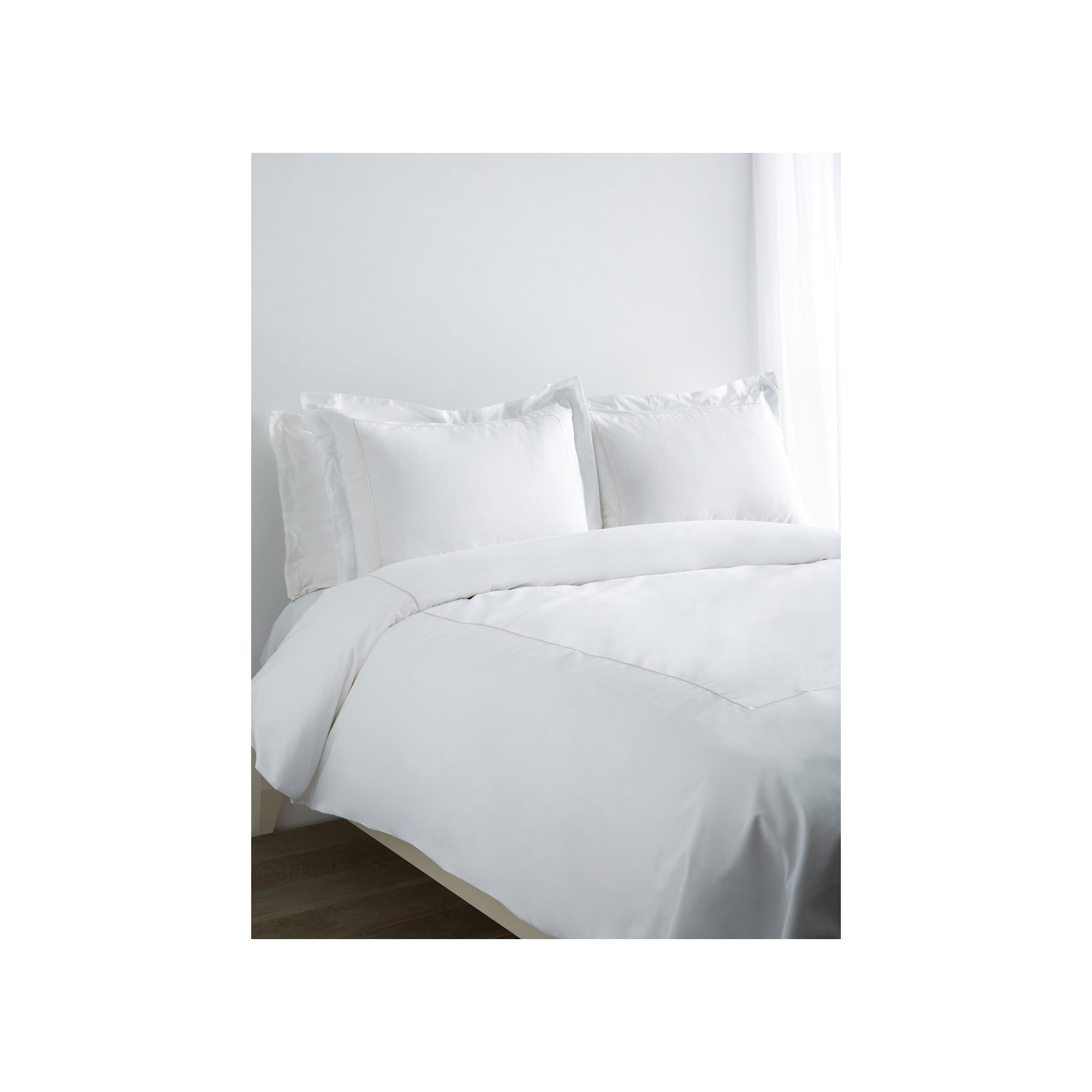 Benin Percale Duvet Cover Set, Ivory/White, Twin Duvet Cover + 1 Sham