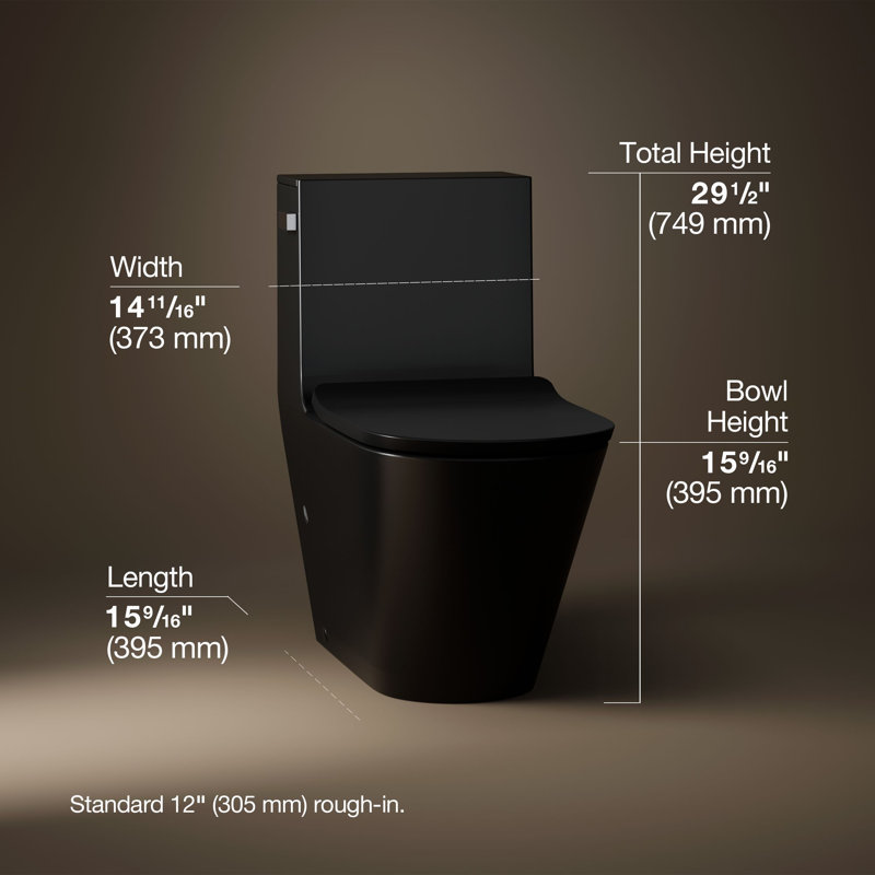 Brazn 1.28 GPF Water Efficient Round One-Piece toilet (Seat Included), Honed Black