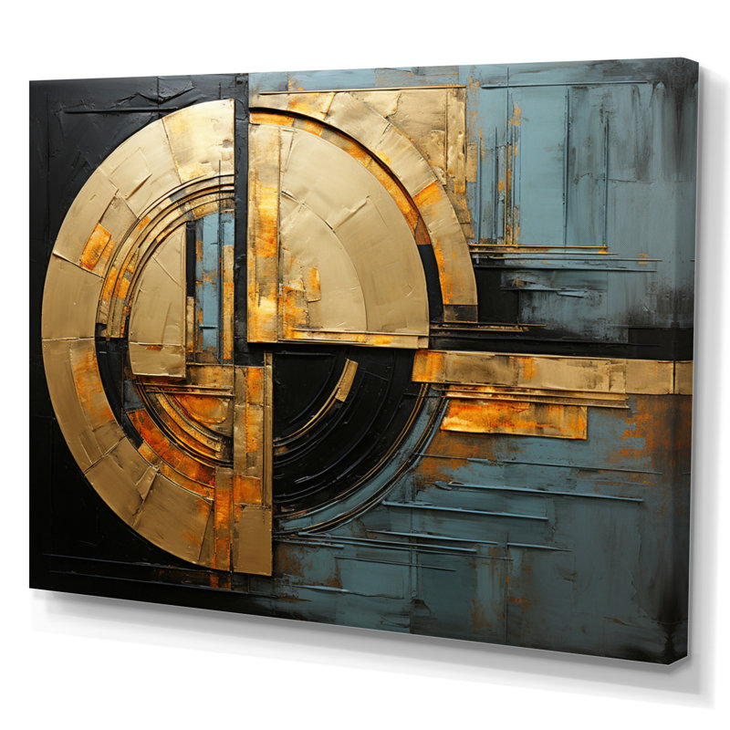 «Hardedge Golden Geometric II», reproduction sur toile, H 12 po x l 20 po x P 1 po, Toile tendue