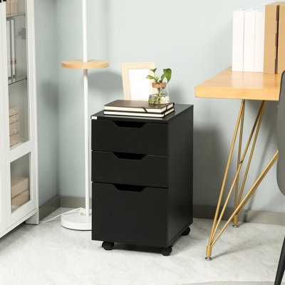 3 Drawer Mobile File Cabinet, Black. Ideal For Stationery Storage. Smooth Gliding Drawers. 4 . Fits Under Desk. Black Container, Rolling Printer Stand by Ebern Designs