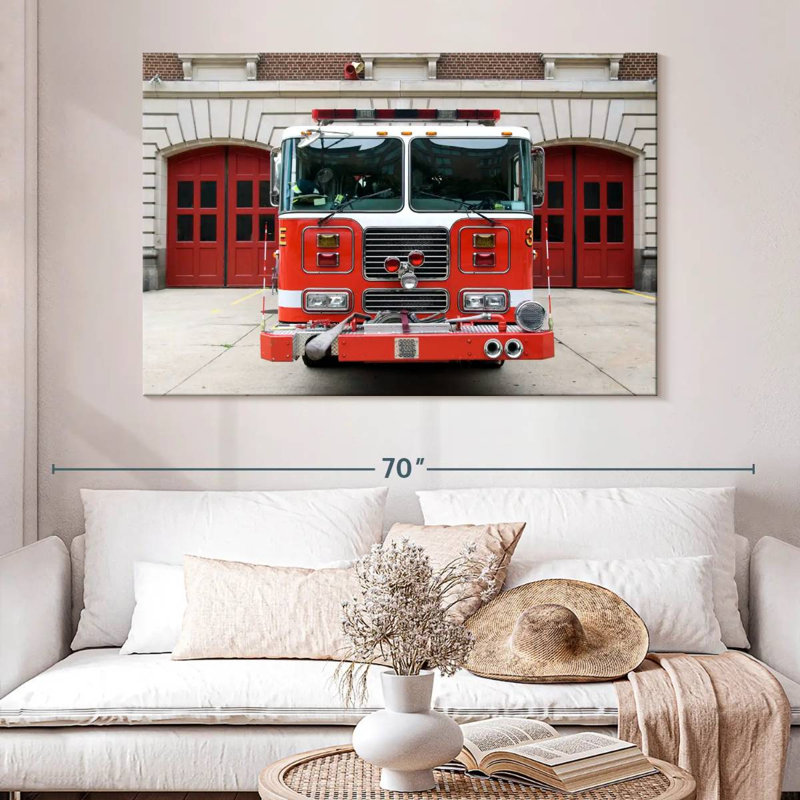 Camion de pompier rouge Mehar, H 34 po x l 51 po