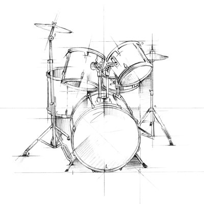 Drum Sketch 1 Piece Wrapped Canvas Painting