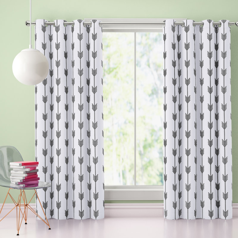 Clontarf Room Darkening Curtain Pair, Platinum White/Gray, 52" W x 72" L