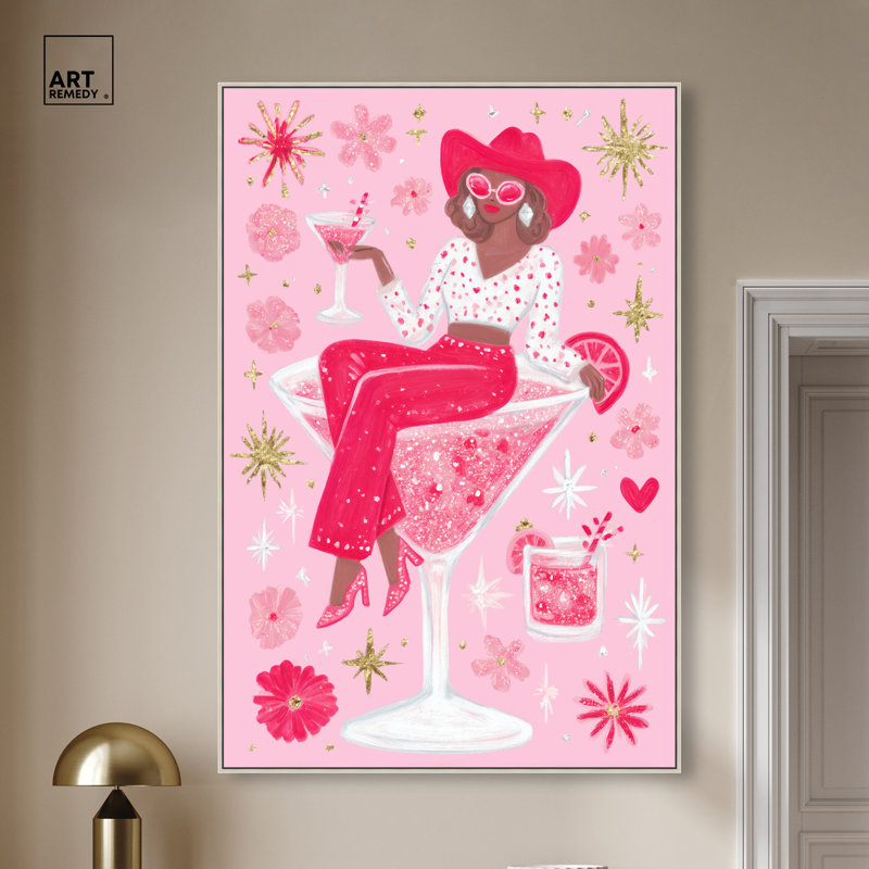«Pink Martini III», reproduction sur toile encadrée par Art Remedy, cadre argenté, 36 x 54, 55"H x 37"W, Silver Frame