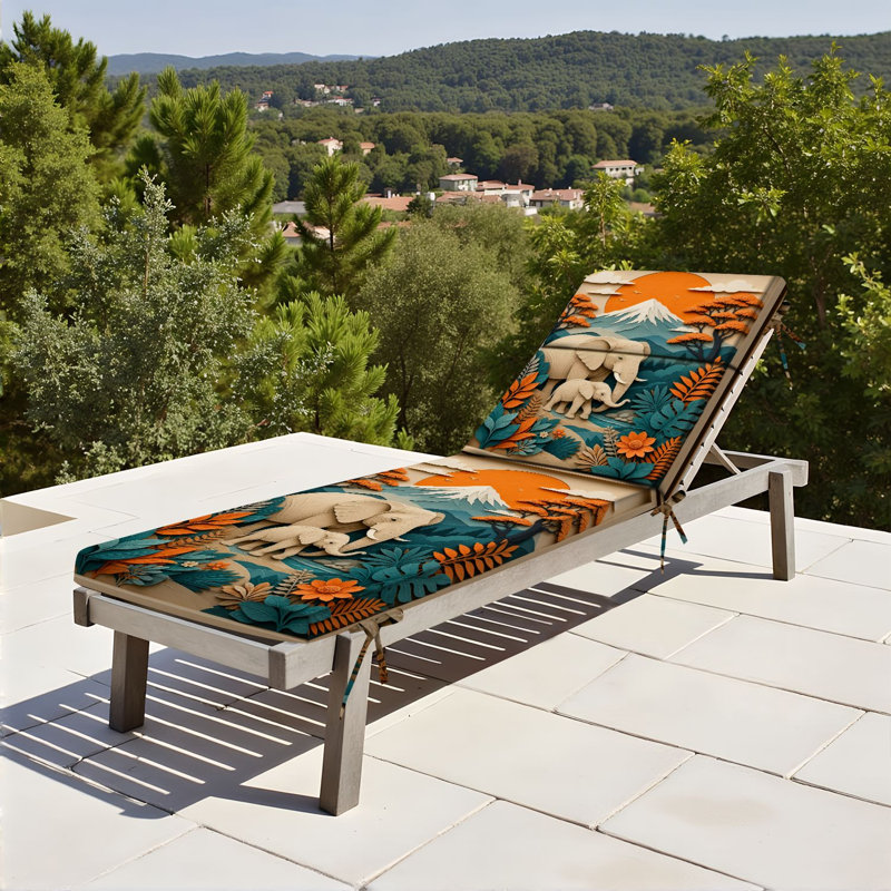  Coussin de patio pour l'extérieur 3 po Elephants Vibrant Forest Mountain Sunset