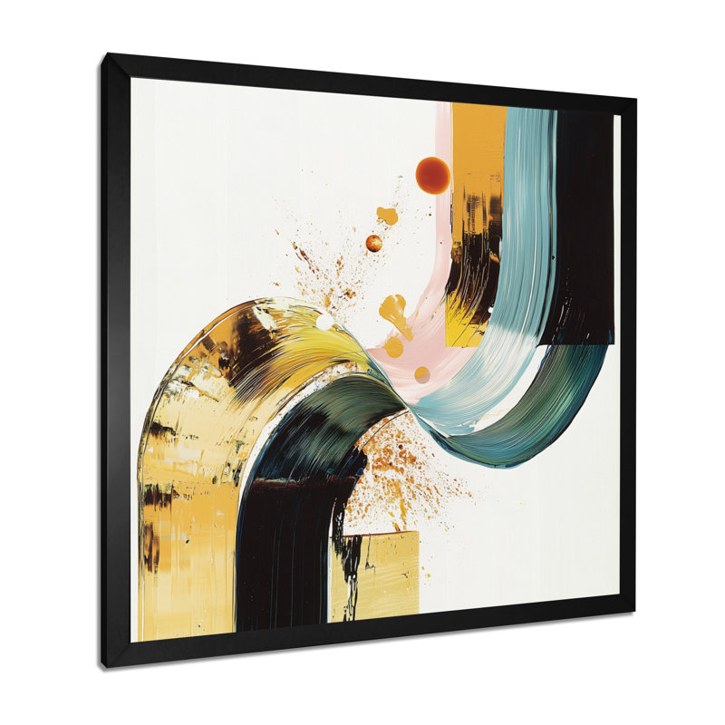 Olnton - Abstract Wall Art, Single Picture Framed Print without Mat, Black, 16" H x 16" W