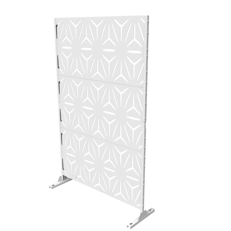 Panneau d'intimité en métal avec motif 4 pi. Stanaford, Stellaire, Blanc